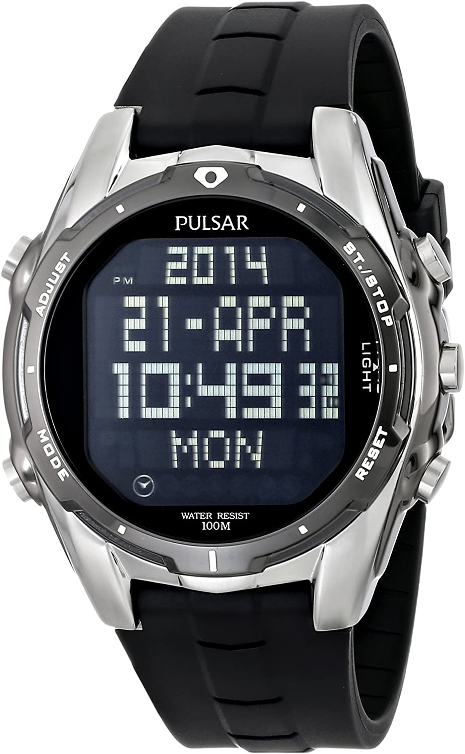 Pulsar Men's PQ2003 World Time Alarm Chronograph Black Urethane Strap Watch