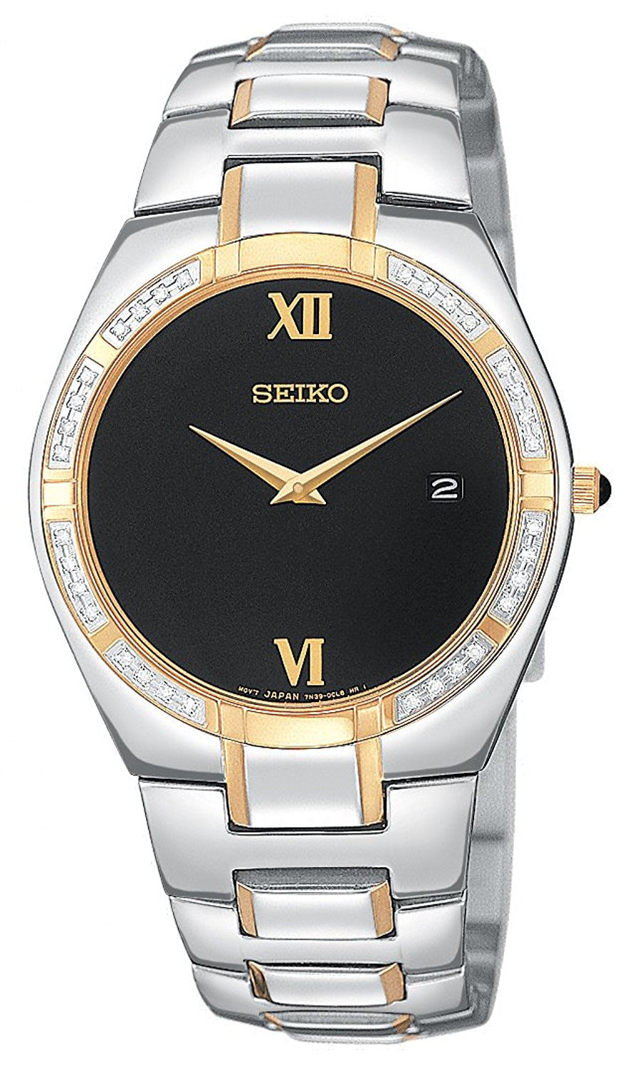 Seiko Men's SKP338 Diamond Dress Two-Tone Watch