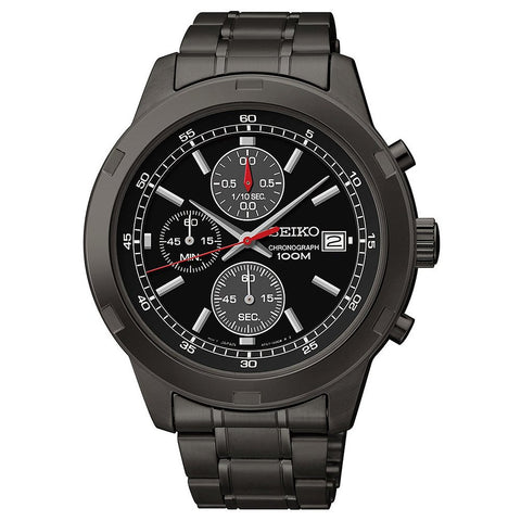 Seiko SKS437 Black Ionic-Plated Chronograph Metal Band Watch