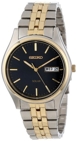 Seiko Men's SNE034 Two-Tone Solar Bluish Black Dial Watch