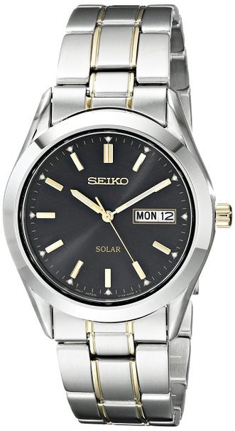 Seiko Men's SNE047 Two-Tone Solar Black Dial Watch