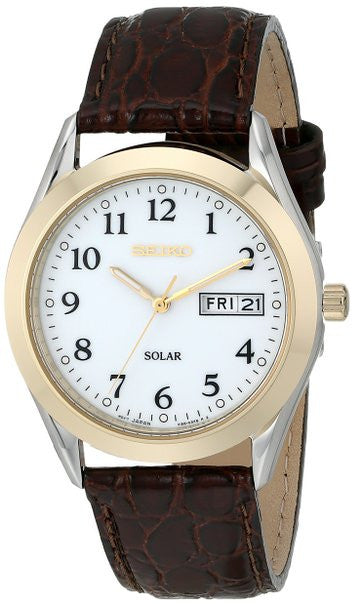 Seiko Men's SNE056 Stainless Steel Solar with Leather Band Watch