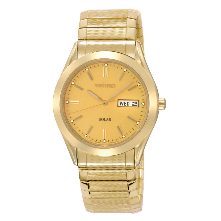Seiko Men's SNE058 Gold Tone Solar Champagne Dial Watch