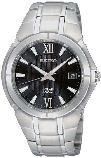 Seiko Men's SNE087 Two Tone Stainless Steel Analog with Black Dial Watch