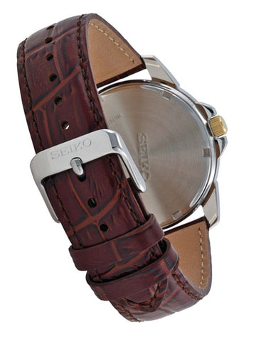Seiko Men's SNE102 Stainless Steel Solar with Brown Leather Strap Watch