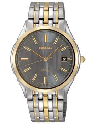 Seiko Men's SNE128 Two-Tone Stainless Steel Analog With Gray Dial Watch