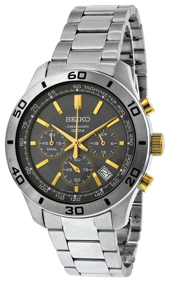 Seiko Men's SSB057 Chronograph Grey Dial Stainless Steel Watch