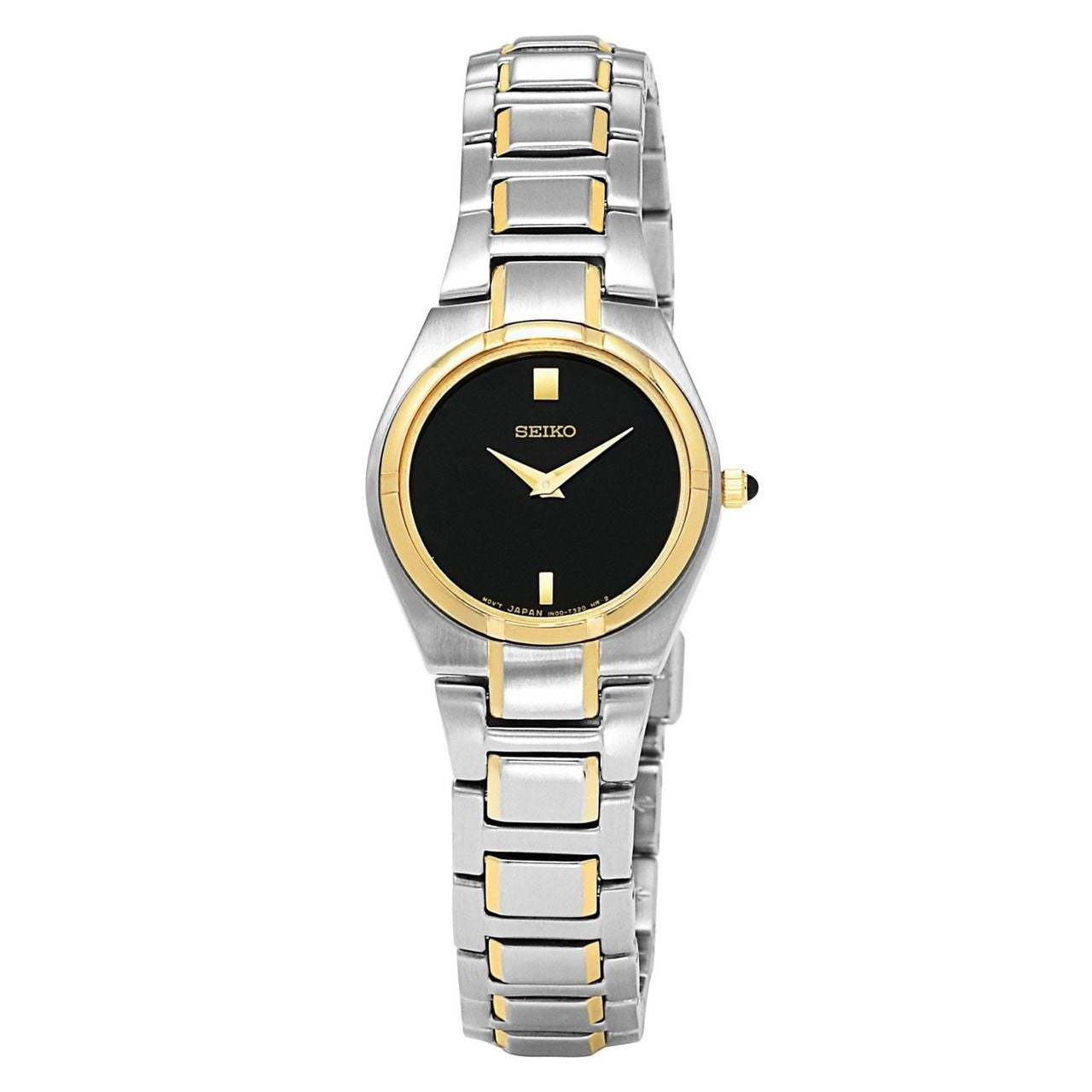 Seiko Women's SUJE34 Two-Tone Bracelet Black Dial Watch