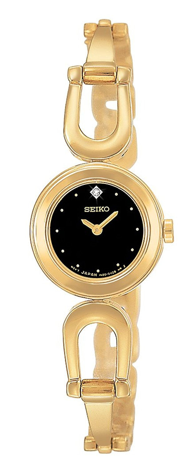 Seiko Women's SUJE70 Diamond Gold-Tone Bangle Watch