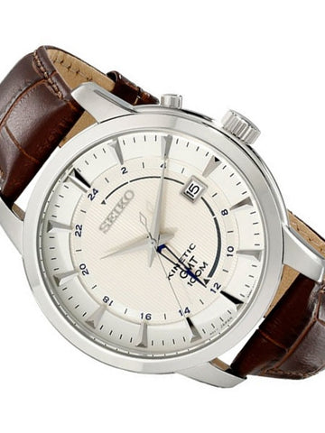 Seiko Men's SUN041 Stainless Steel with Brown Band Watch