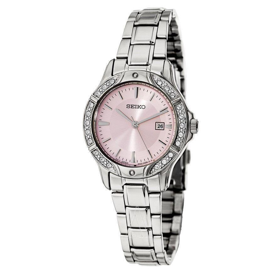 Seiko Women's SUR869 Classic Pink and Silver Stainless Steel Crystal Watch