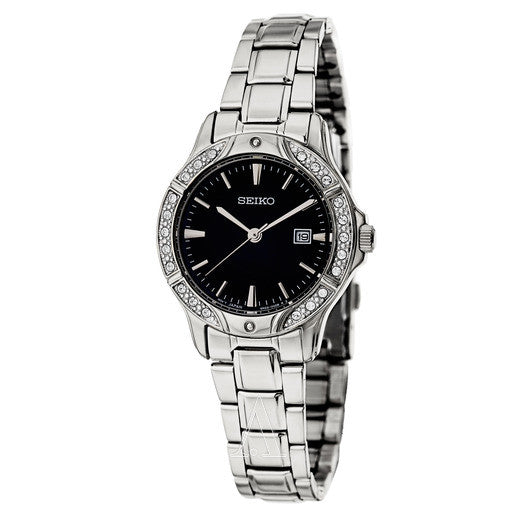 Seiko ladies black dial watch outlet