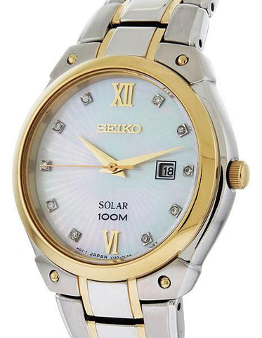 Seiko Women's SUT214 Two-Tone Stainless Steel Bracelet with Diamond Markers Watch