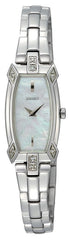 Seiko Women's SZZC59 Silver-Tone Baguette 8 Diamonds White Mother Of Pearl Dial Watch