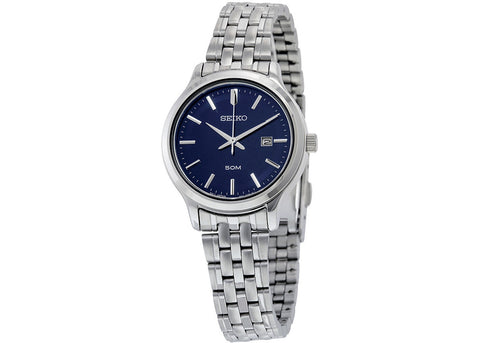 Seiko SUR797 Womans Stainless Steel Silver Bracelet Band Blue Dial Watch