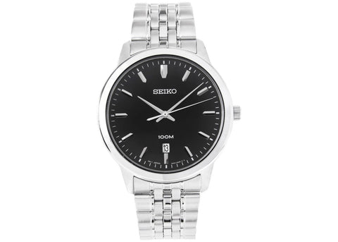 Seiko Men's SUR031 Black Dial Stainless Steel Watch