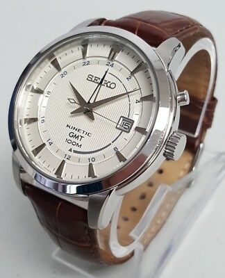 Seiko Men's SUN041 Stainless Steel with Brown Band Watch