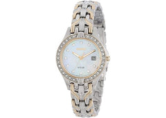 Seiko Women's SUT084 Solar Mother of Pearl Dial Crystal Bezel Two-tone Ladies Watch