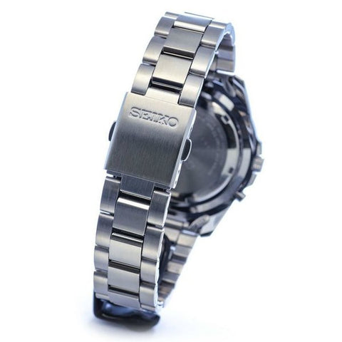 Seiko Men's SKA591 Kinetic Stainless Steel Black Dial Dress Watch