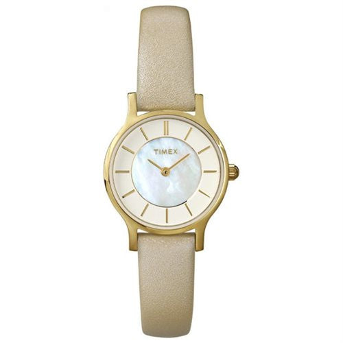T2P313 Timex Women's Classic Beige Leather Analog Quartz Watch