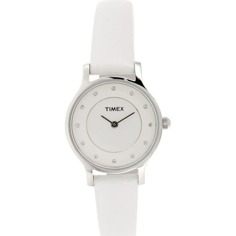 T2P315 Timex Women's White Leather Analog Quartz Watch