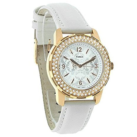 T2P400 Timex Starlight Collection Ladies Crystal Floral Rose Gold Quartz Watch