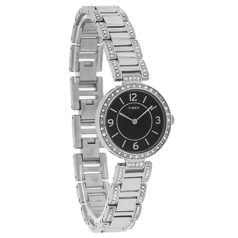 T2P416 Timex Starlight Collection Ladies Crystal Black Dial Quartz Watch