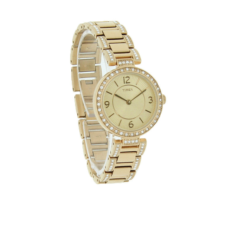 T2P417 Timex Starlight Collection Ladies Crystal Gold Tone Quartz Watch