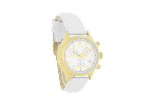 Timex T2P418 Classic Chronograph Ladies Gold Tone Pearlized Leather Quartz Watch
