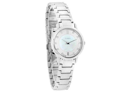 T2P420 Timex Classic Dress Ladies Thin Diamond MOP Bracelet Quartz Watch