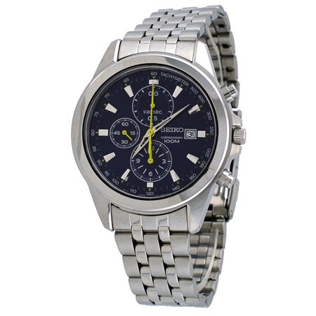 Seiko Men's SNDF03  Stainless Steel Chronograph Blue Dial Watch