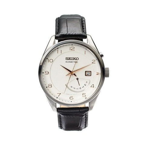 Seiko Men's SRN049 Kinetic Black Leather Watch