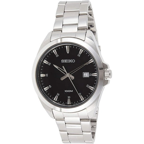 Seiko Men's SUR209 Analogue Steel and Hardlex Case with Black Dial Watch