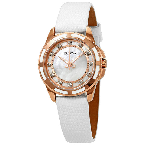 Bulova Women's 98P119 Stainless Steel Diamond-Accented Quartz with Leather Band Watch