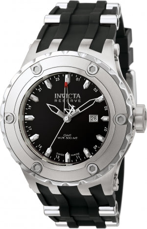 Invicta Men's 6182 Reserve Collection GMT Stainless Steel Black Rubber Watch