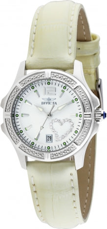 Invicta Women's 1809 Wildflower Classique Hearts Crystal Accented Dial Leather Strap Watch