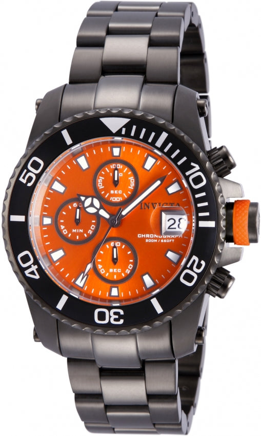 Invicta Men's 11224 Pro Diver Chronograph Orange Dial Gunmetal Stainless Steel Watch