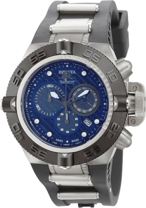 Invicta Men's 11345 Subaqua Diver Chronograph Stainless Steel Case & Bracelet Blue Tone Dial Watch