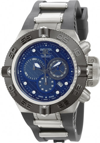 Invicta Men's 11345 Subaqua Diver Chronograph Stainless Steel Case & Bracelet Blue Tone Dial Watch