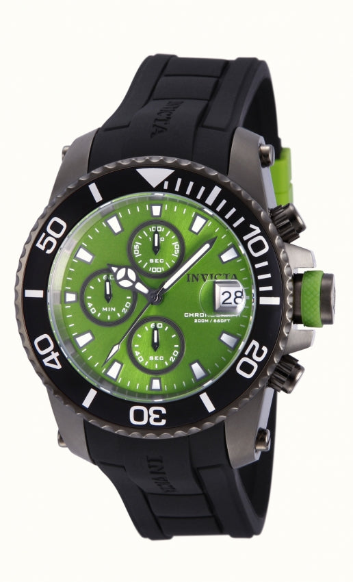 Invicta Men's 11227 Pro Diver Chronograph Green Dial Gunmetal Stainless Steel Watch