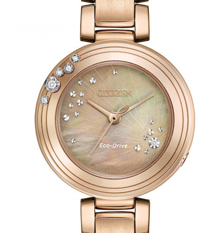 Citizen Women's EM0463-51Y Eco-Drive Carina Rose Gold MOP Diamond Watch