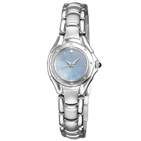 Seiko Women's SXGJ75 Blue MOP Dial Stainless Steel Diamond Watch