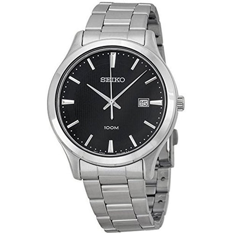 Seiko Men's SUR051 Stainless Steel Bracelet With Black Dial Watch