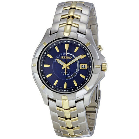 NEW Seiko SKA402 Kinetic Mens Stainless Steel Two-Tone Watch MSRP $495!