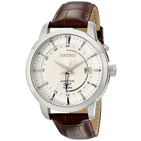 Seiko Men's SUN041 Stainless Steel with Brown Band Watch