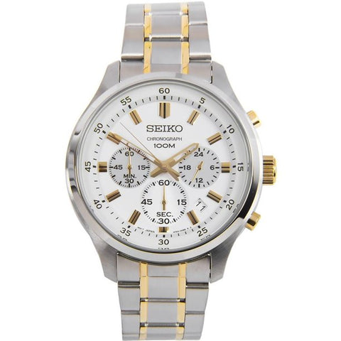 Seiko Men's SKS589 Chronograph White Dial Watch