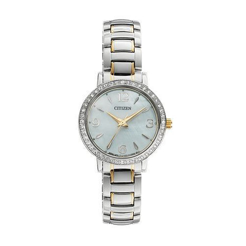 Citizen El3044-54d Mother of Pearl Two Tone Swarovski Women's Watch