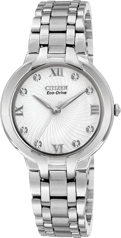 Citizen EM0130-54A Women's Bella Stainless Steel Diamond Accented Index Bracelet Watch