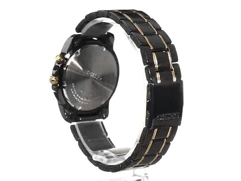 Seiko Men's SNQ045 Perpetual Calendar Black Ion Dress Watch