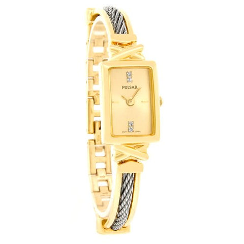 PULSAR PEGD02 WOMEN'S DRESS GOLDTONE CASE CHAMPAGNE DIAL TWO-TONE